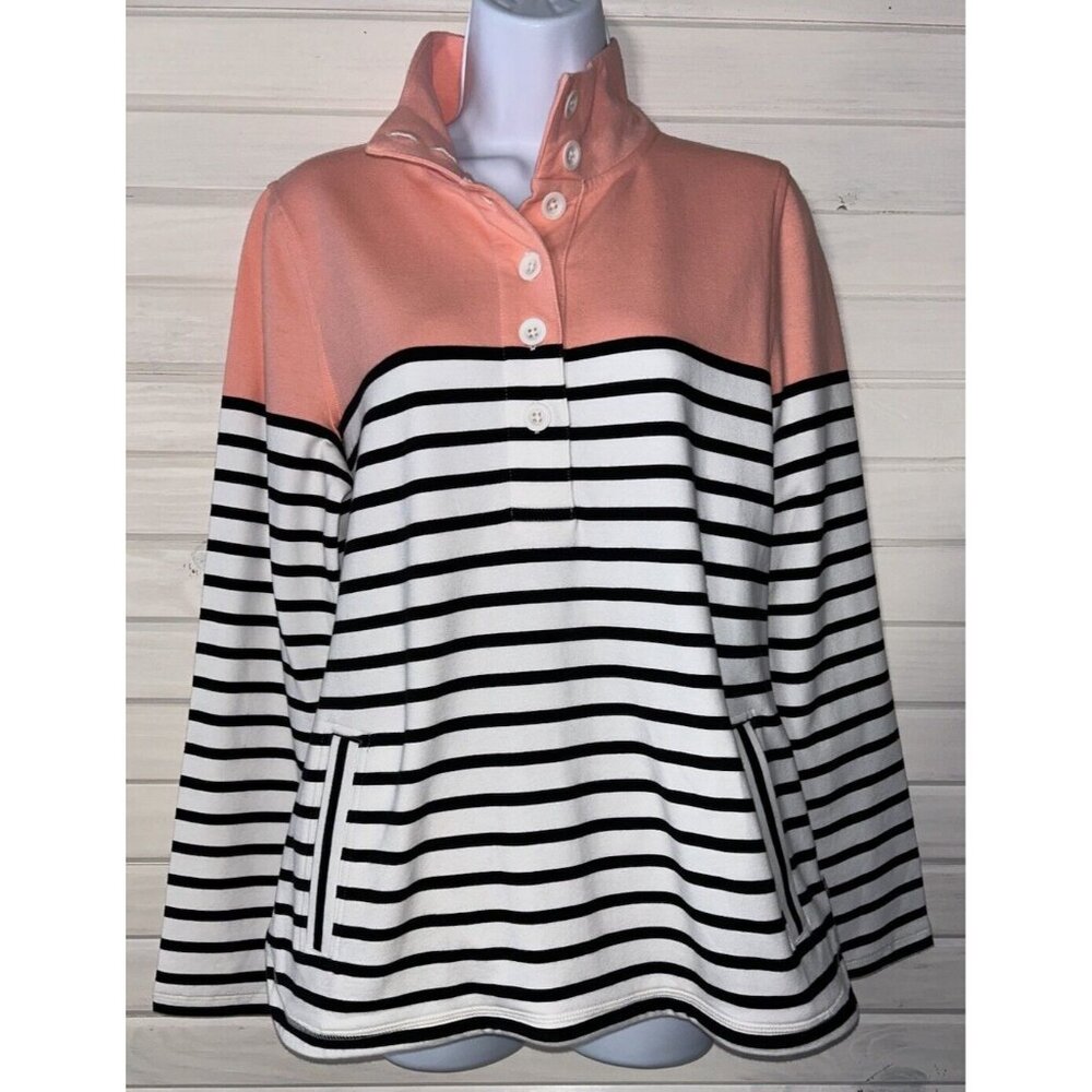 T By Talbots Sz Small Colorblock Half Button Pull… - image 3